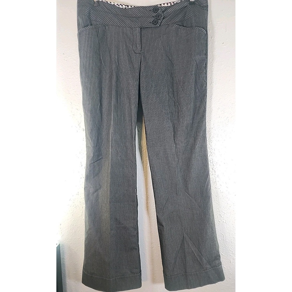 Y2K Joe Benbasset Women's/Junior's Gray & White Pinstripe Flare Leg Pants - 14